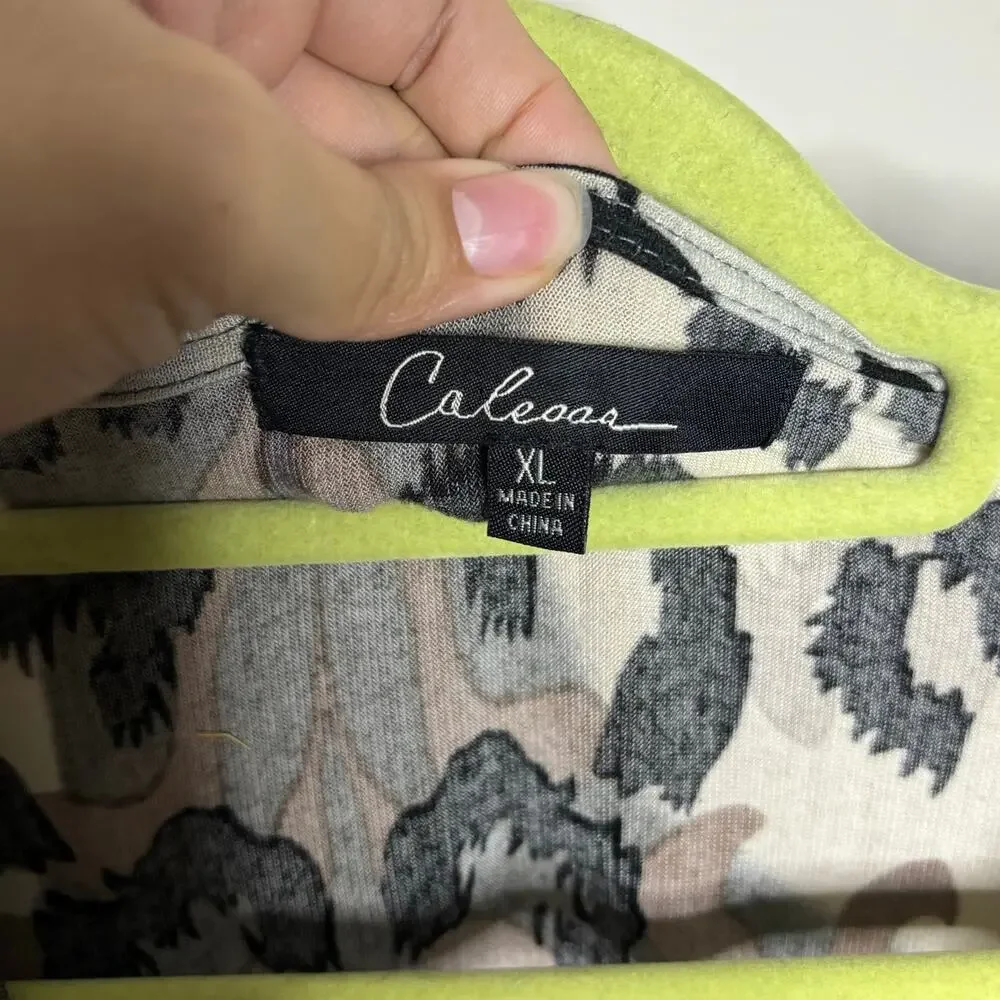 Calessa Brown Animal Print Vintage Midi Dress Sz XL - Picture 5 of 12